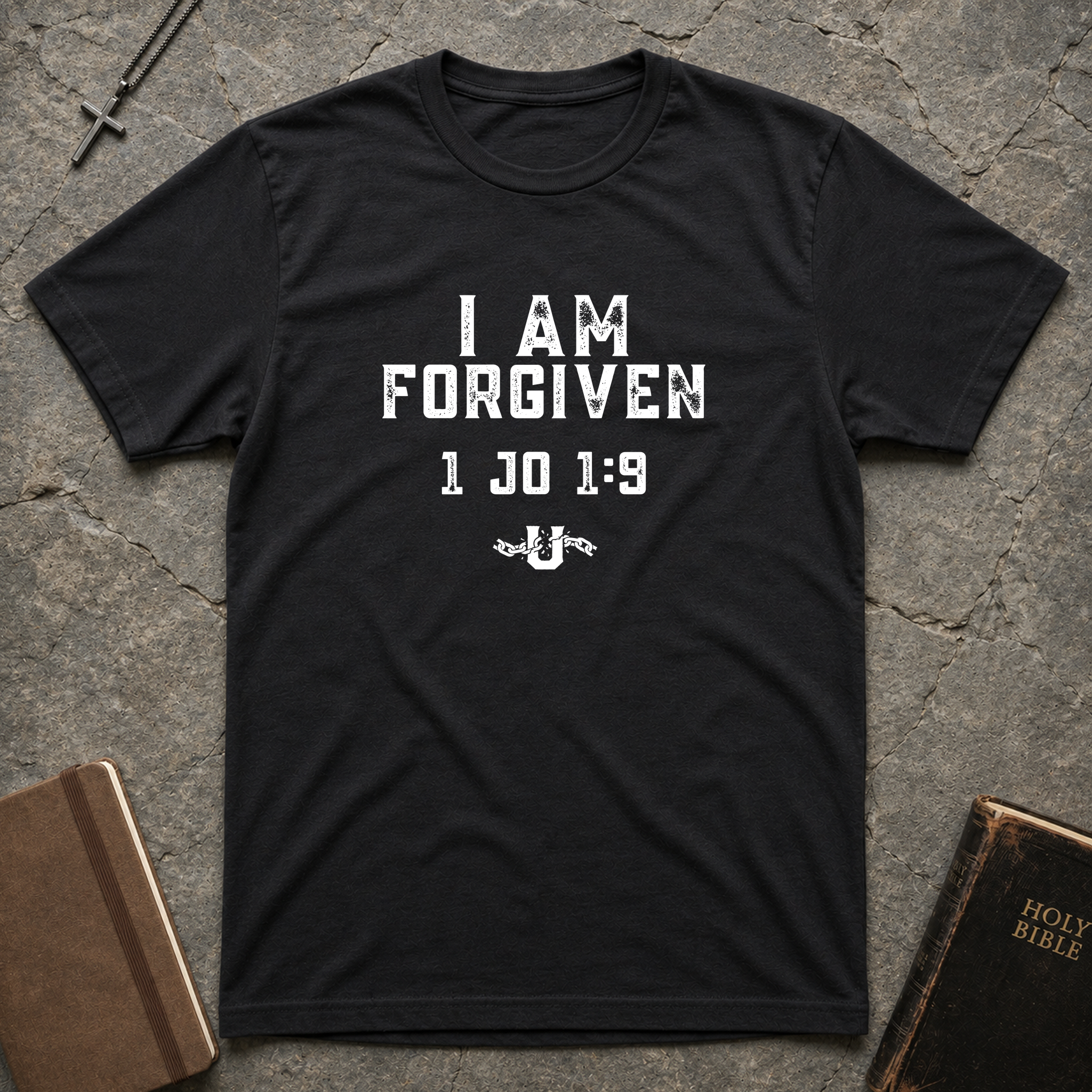 I Am Forgiven Christian Apparel - Men's/Unisex Faith T-Shirt - Black