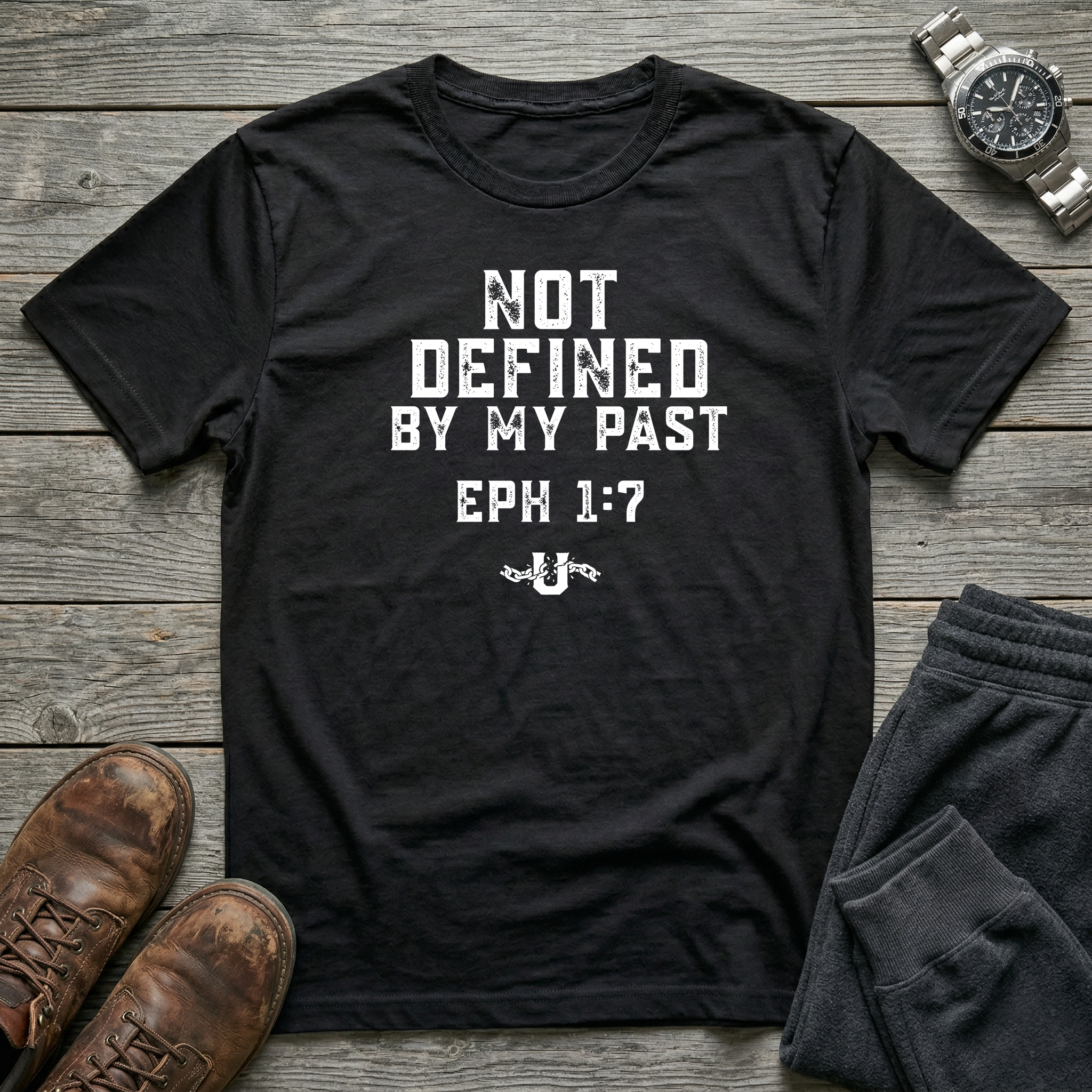 Not Defined By My Past Christian Apparel - Men's/Unisex Faith T-Shirt - Black