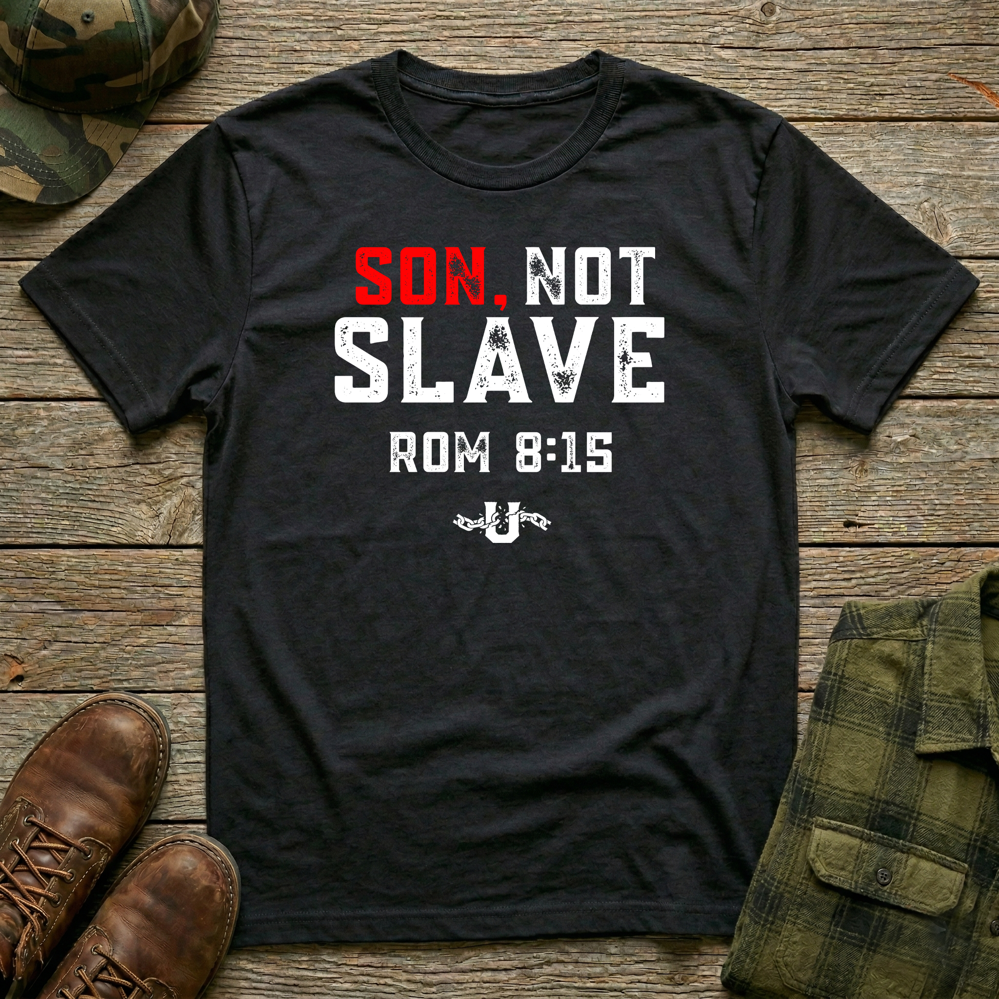 Son, Not Slave Christian Apparel - Men's/Unisex Faith T-Shirt - Black